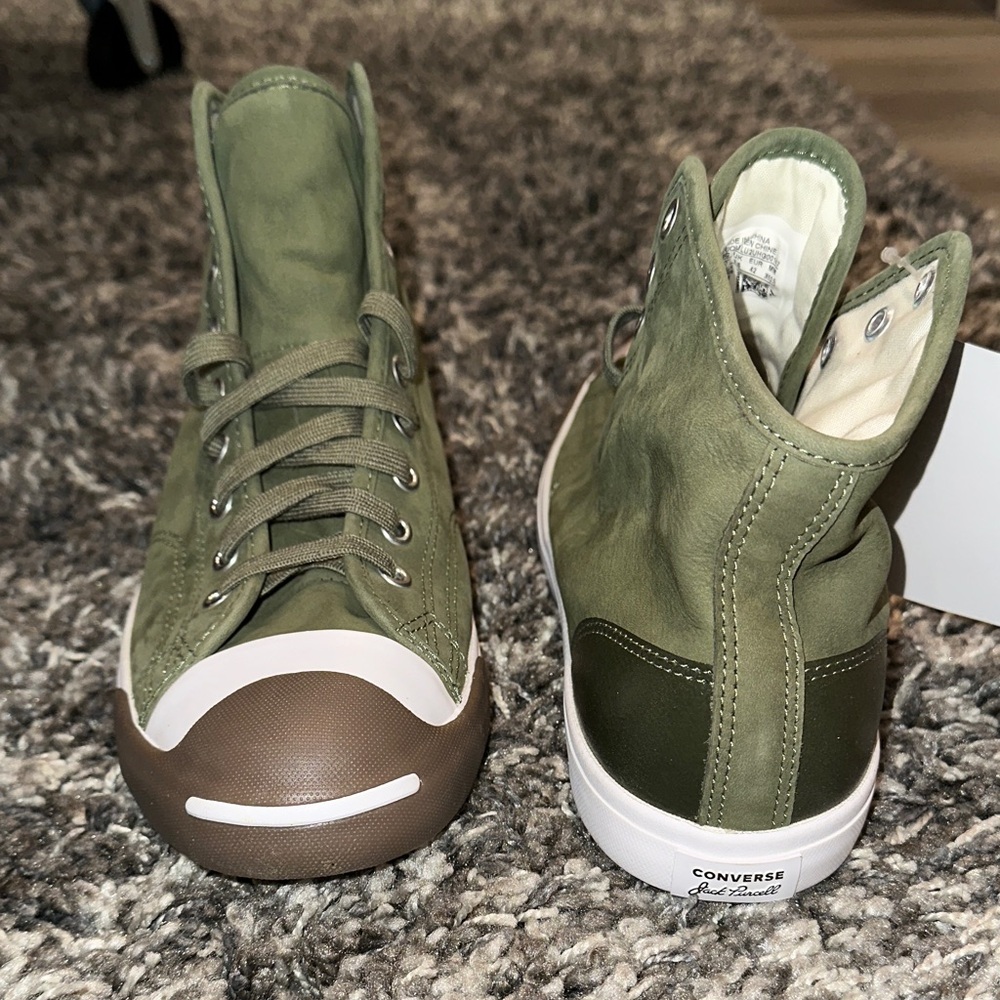 New Converse Jack Purcell Mid in Olive Green / Army Green Gum - Picture 3 of 14